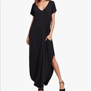 V Neck Maxi Dress with Pockets and Side Splits
